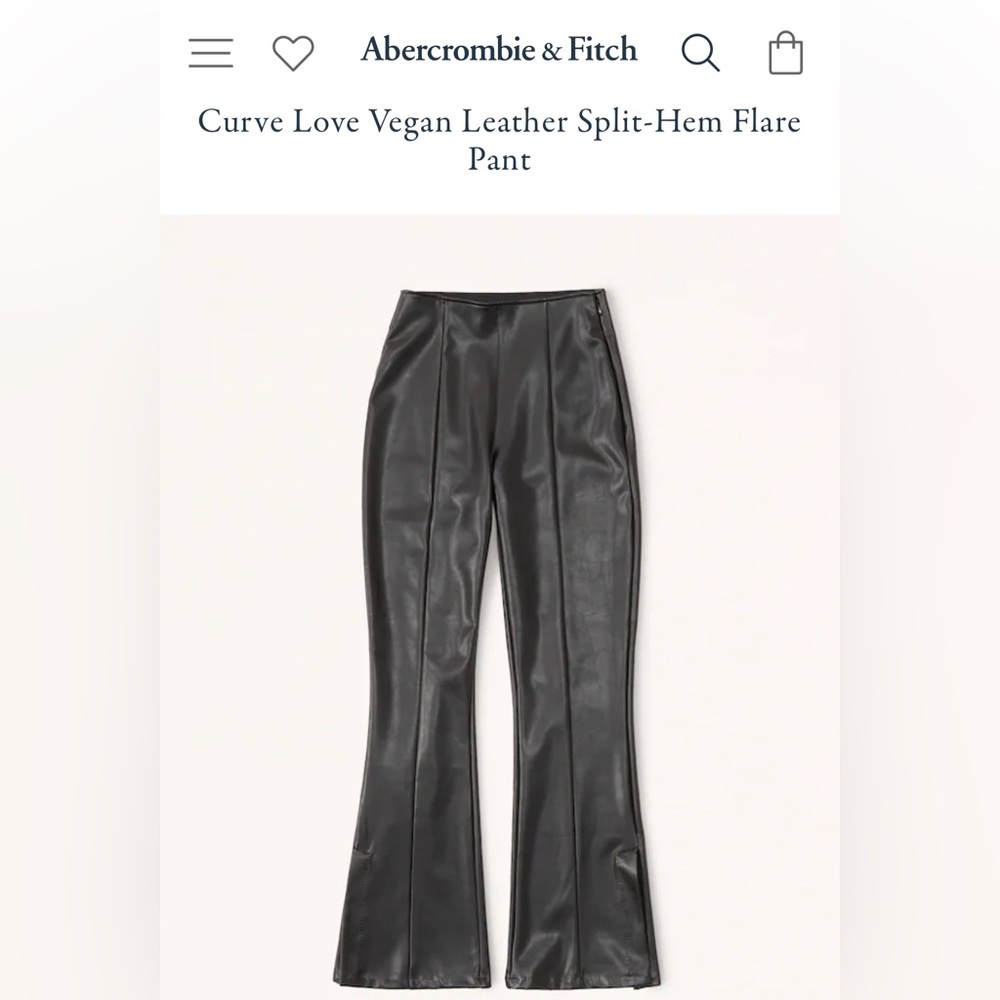 NWT Abercrombie & Fitch Curve Love Vegan Leather Split-Hem Flare Pant - Size M